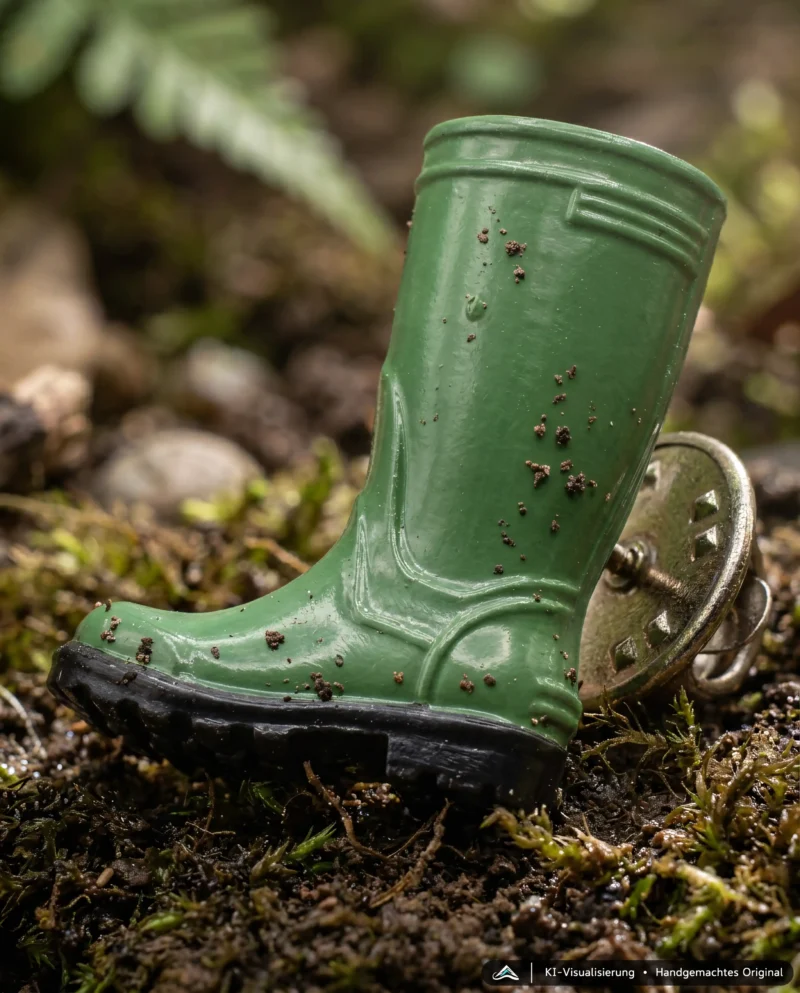 Gummistiefel (Grün) Anstecker – handgemacht von Undermountain (Ansicht 3)