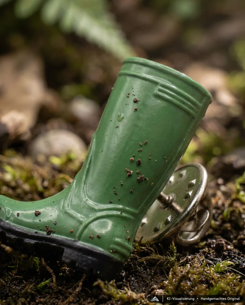 Gummistiefel (Grün) Anstecker – handgemacht von Undermountain (Ansicht 5)